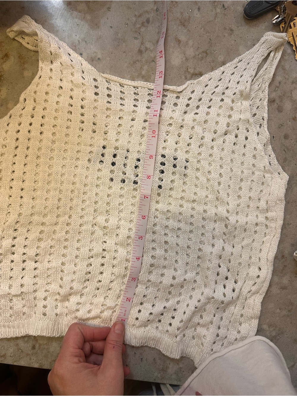 FASHION SHIRT Cream Open-Knit Milano Logo Tank - Picture 5 of 5